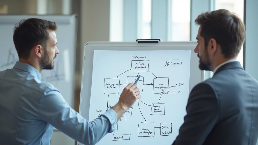 Архитектор данных планирует структуру хранилища данных на доске в офисе