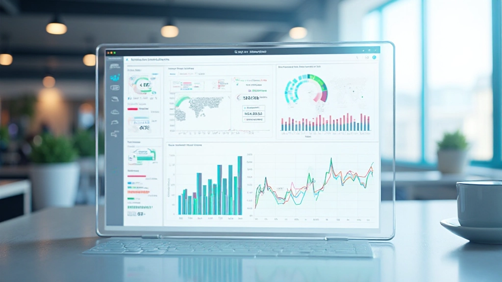 Интерфейс системы бизнес-аналитики с дашбордом и графиками показателей